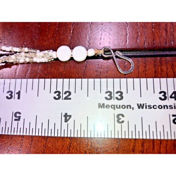 Black and White Pattern Beads & Seed Beads 4 Strand 33 3/8 Inch Necklace! - Picture 7 of 8